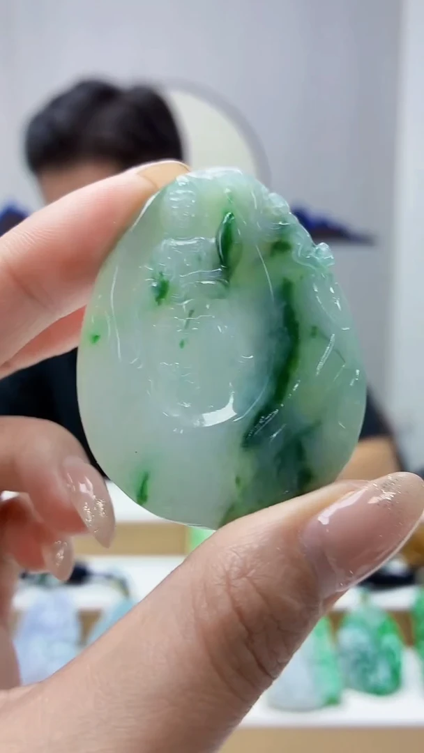 未镶嵌定制翡翠4917MM-毛货挂件157