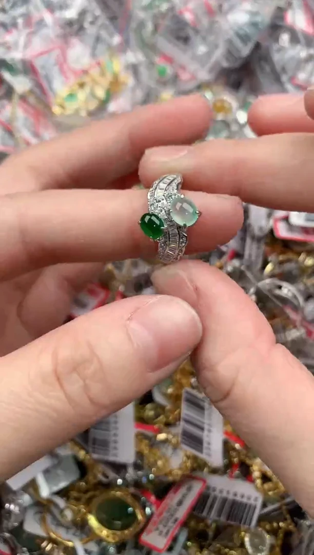 银S925镶嵌戒指翡翠444     10