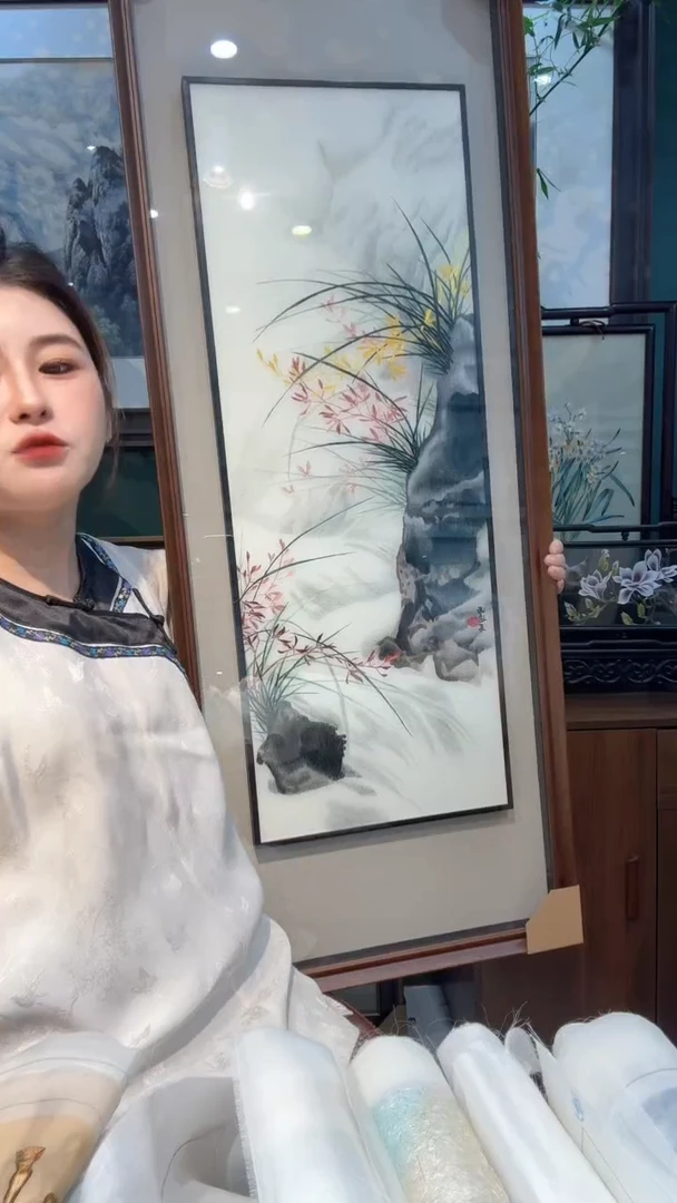 刺绣非遗苏绣手工刺绣花鸟四条屏