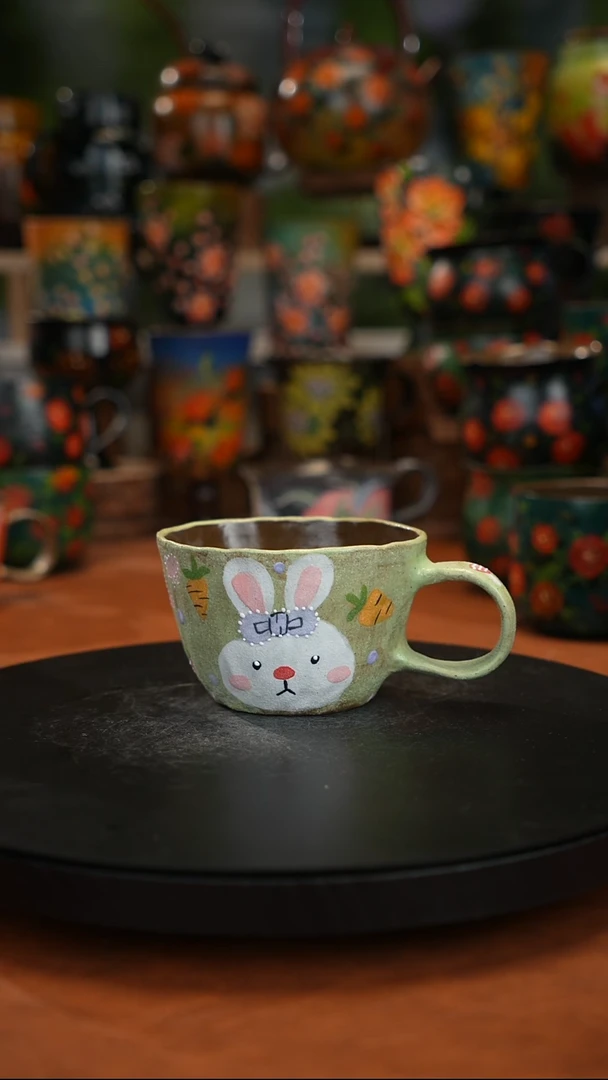 紫砂油画釉下彩手绘