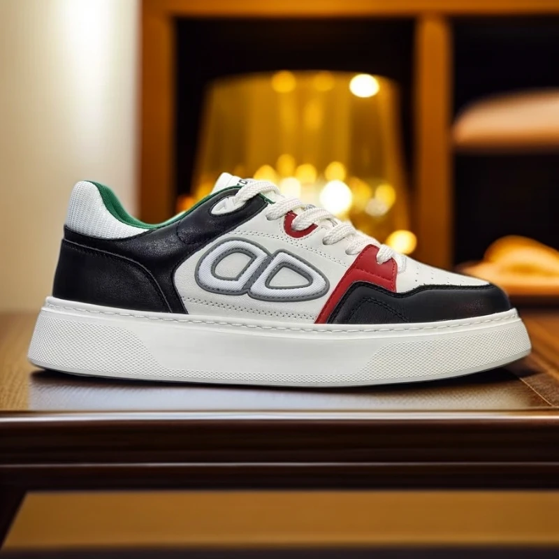 板鞋休闲休闲板鞋休闲风春季极简风拼色系带耐磨厚底休闲鞋低帮