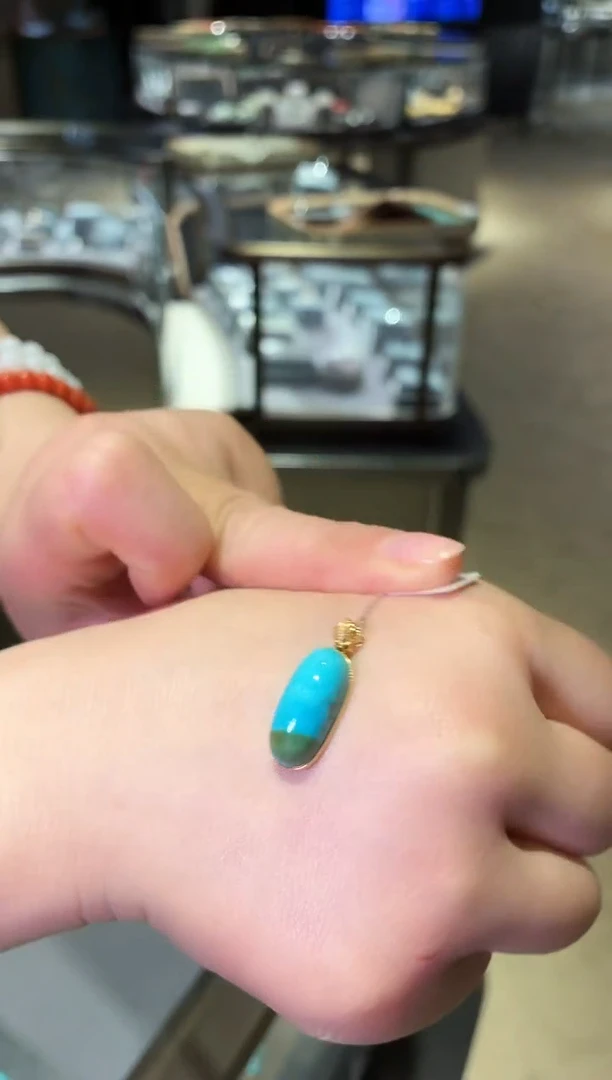 18K金镶嵌绿松石吊坠(不含链)2[