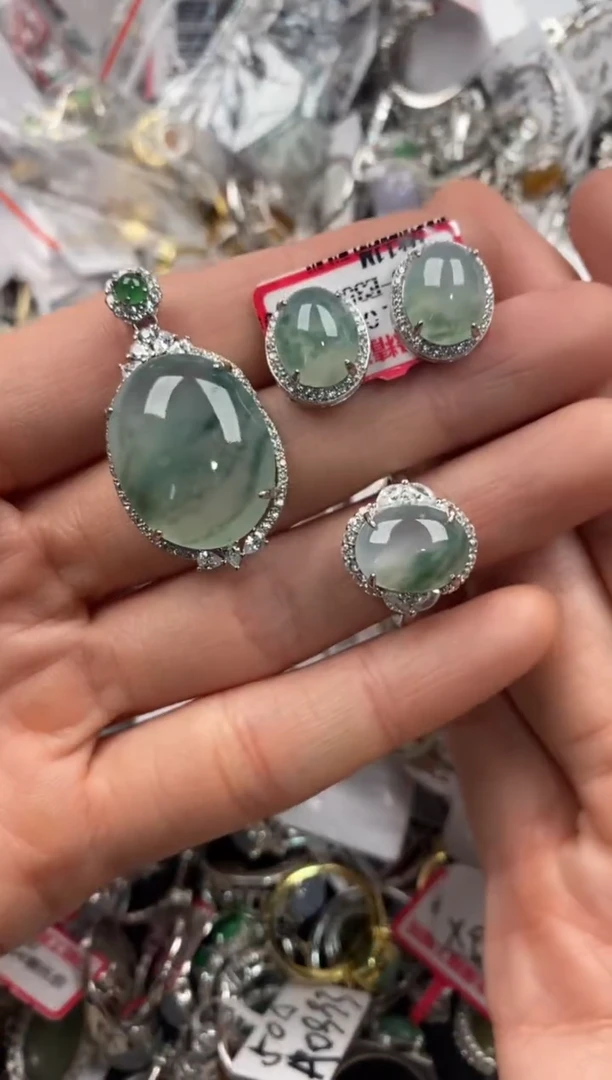 银S925镶嵌戒指翡翠222   5