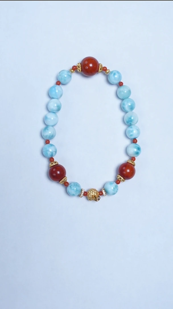 未镶嵌针钠钙石（海纹石）手链海纹石 南红手串