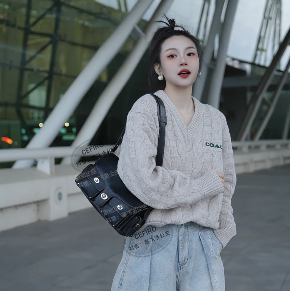 【塞飞洛】春夏新款气质时尚通勤植鞣牛皮单肩斜跨女包 WGG-1WA882