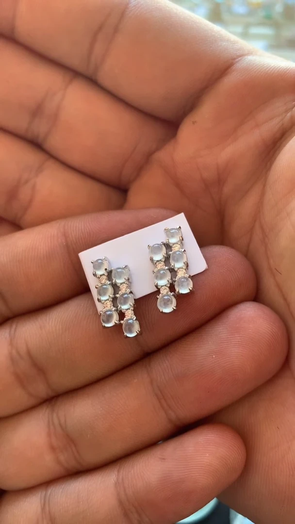 银S925镶嵌翡翠耳饰耳钉