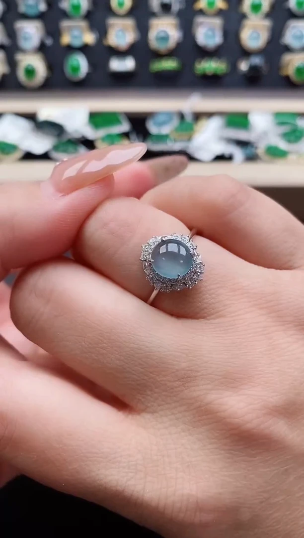 银S925镶嵌戒指翡翠1