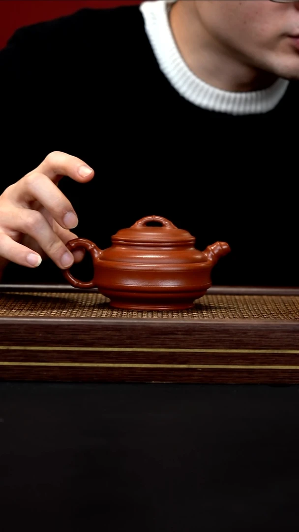 茶壶紫砂ZFF绝红 双线竹鼓