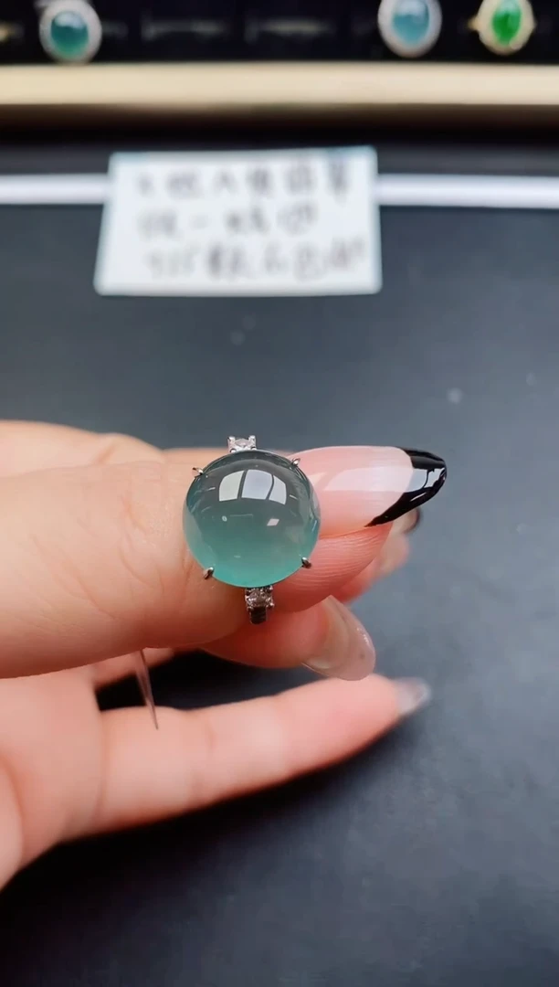 翡翠戒指银S925镶嵌508050