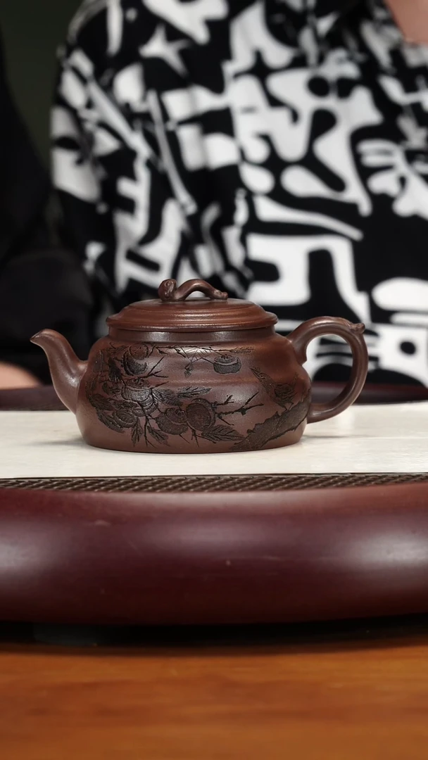 茶壶紫砂77ZXJ事事如意龙潭紫泥220cc