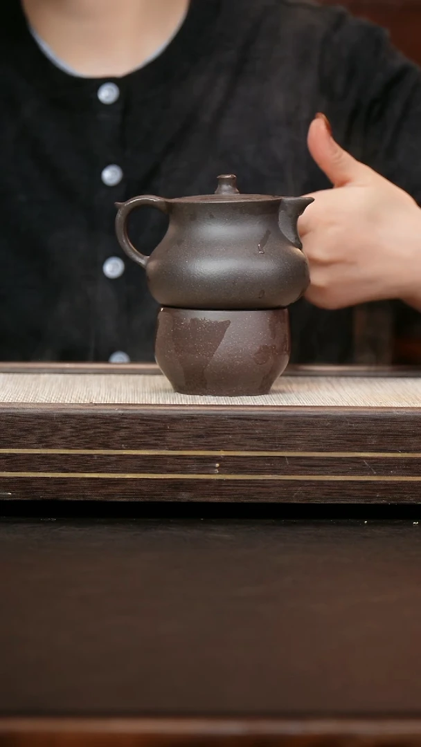 茶壶紫砂原矿天青泥 玉瓦公道壶200cc +杯子