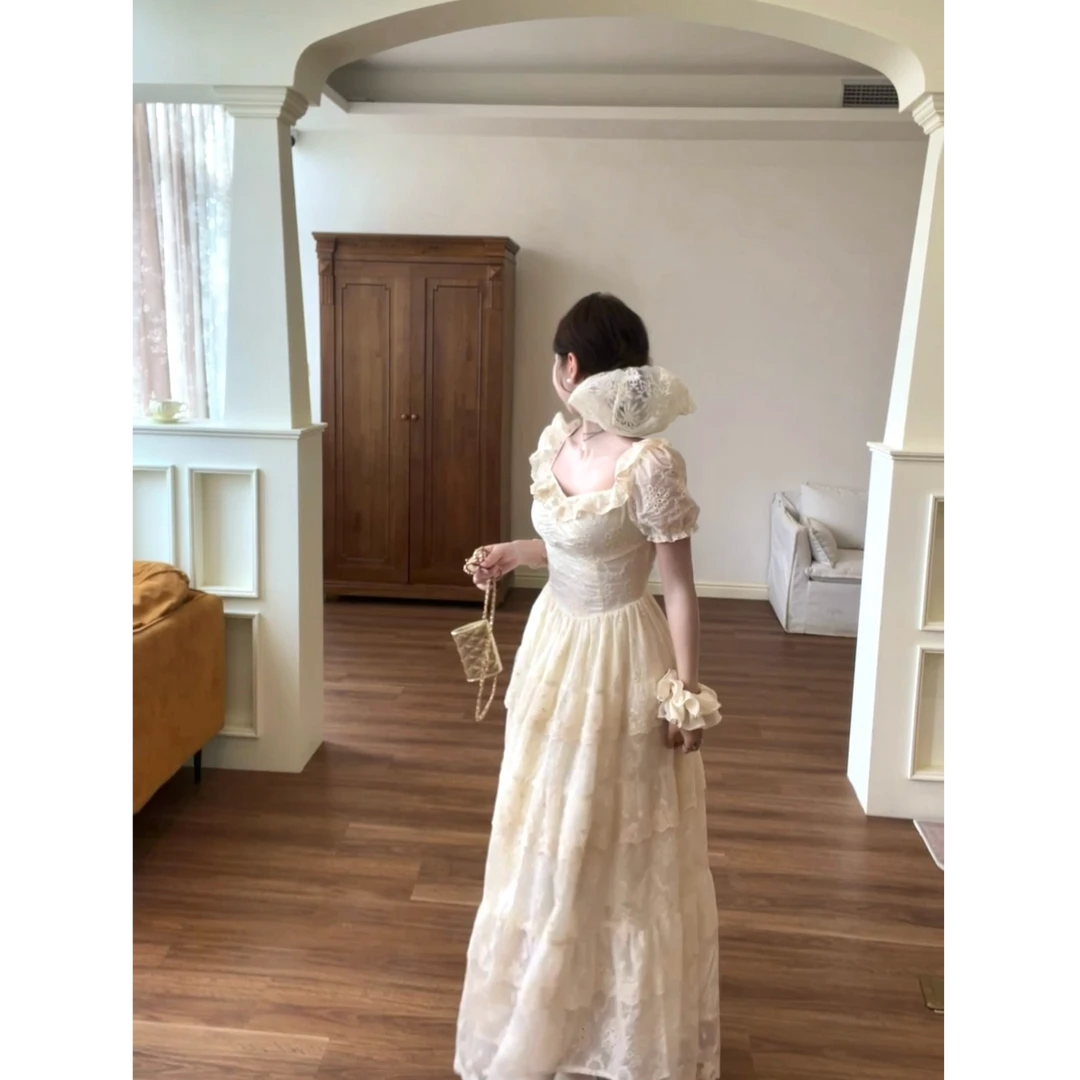 【杏脯千层】法式纯欲可爱甜美风纯欲甜美显瘦泡泡袖连衣裙