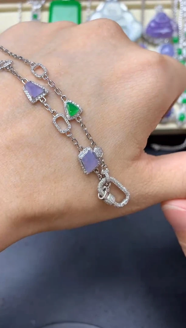 翡翠18K金镶嵌颈饰624-中国好珍宝