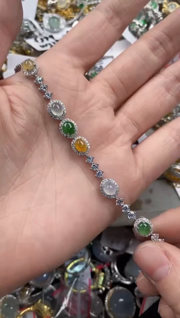 银S925镶嵌戒指翡翠 11  7