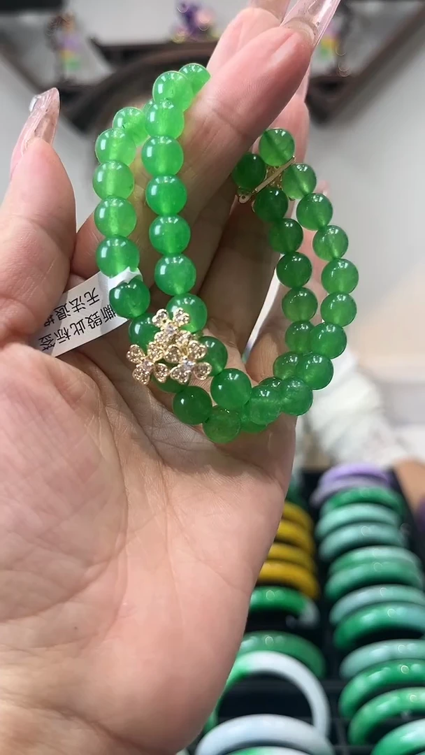 【闪购商品】砖雕闪20 果阳绿手串