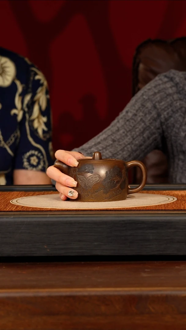 茶壶紫砂宜兴紫砂PHJ  古铜御砂 飞鸿延年