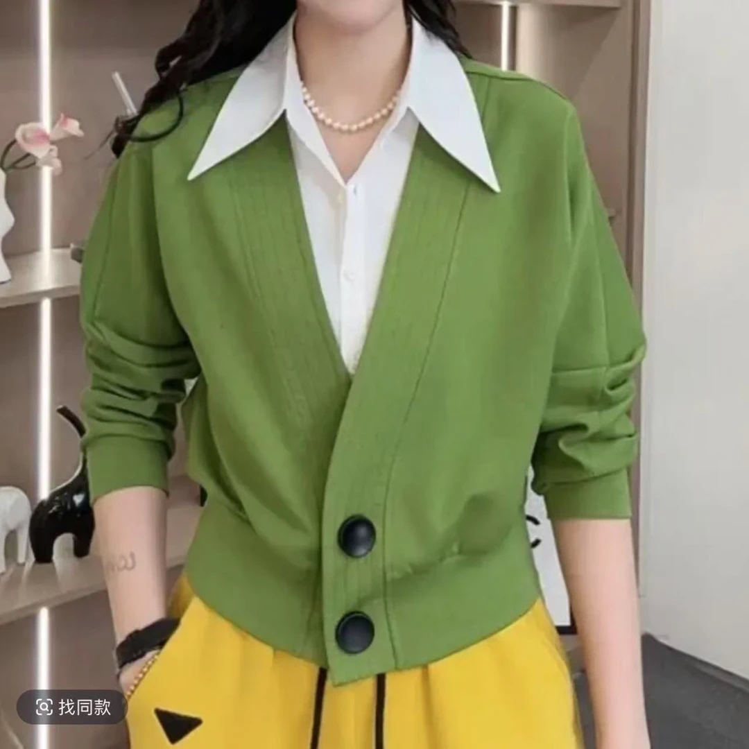 2025春季爆款假两件显瘦气质休闲韩版上衣Y1
