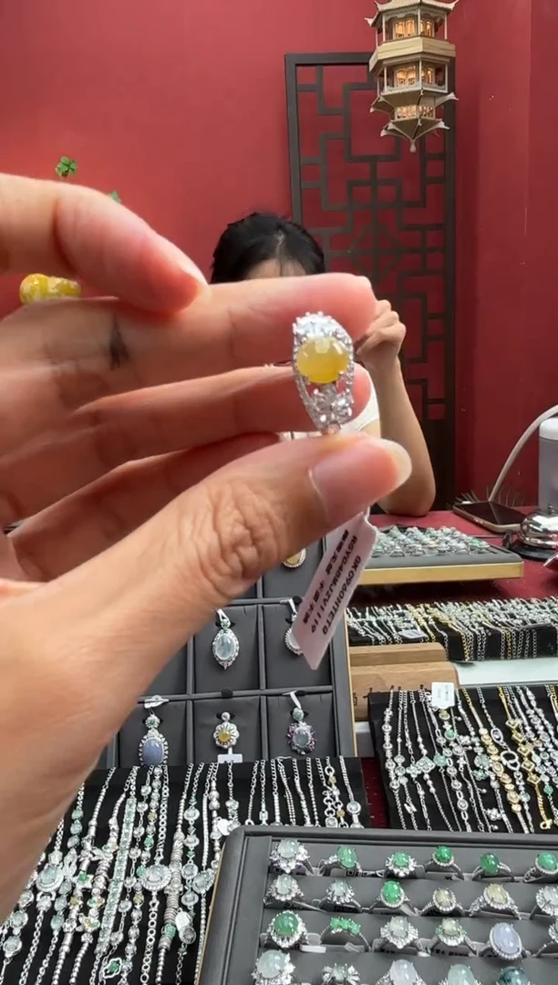 银S925镶嵌戒指翡翠003840r/戒指