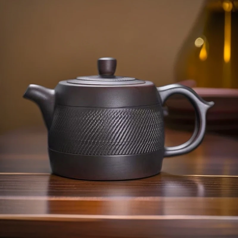 云南紫陶凤鸣井栏壶茶壶手工家用茶具复古原矿大容量功夫礼品大师