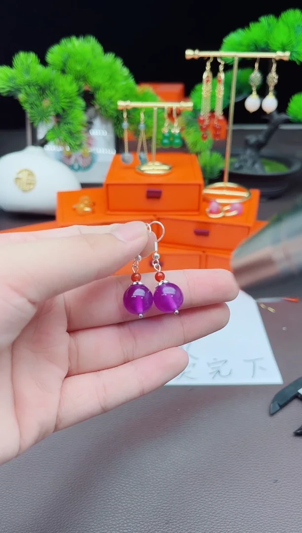 【闪购商品】玛瑙/玉髓耳钉银S925镶嵌726000