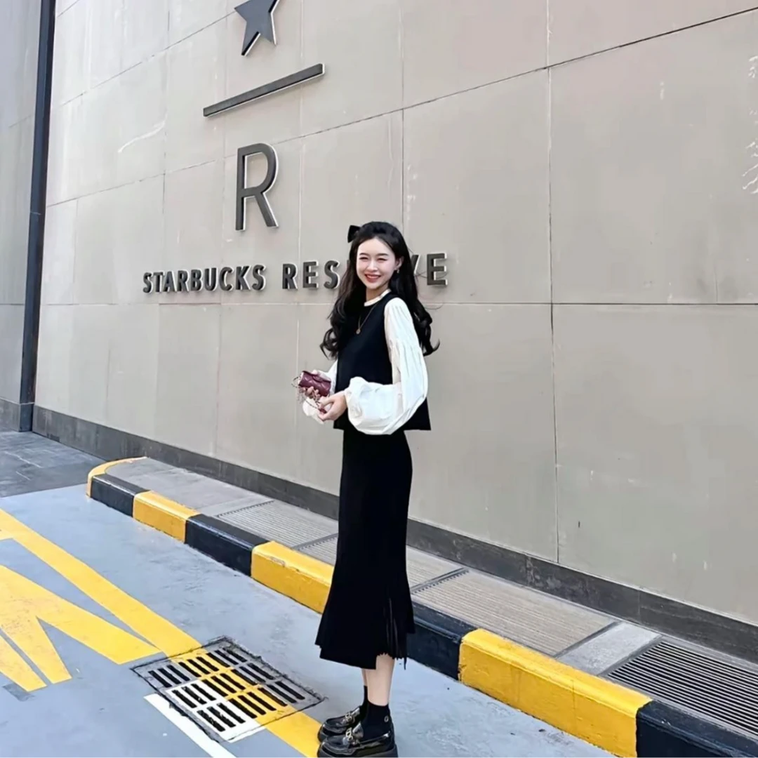 哥弟 女装秋冬韩版保暖摩登学院马甲打底内搭绵羊毛背心1399701