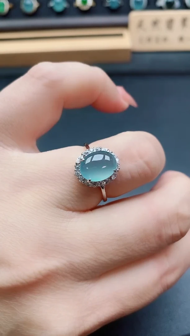 银S925镶嵌戒指翡翠1