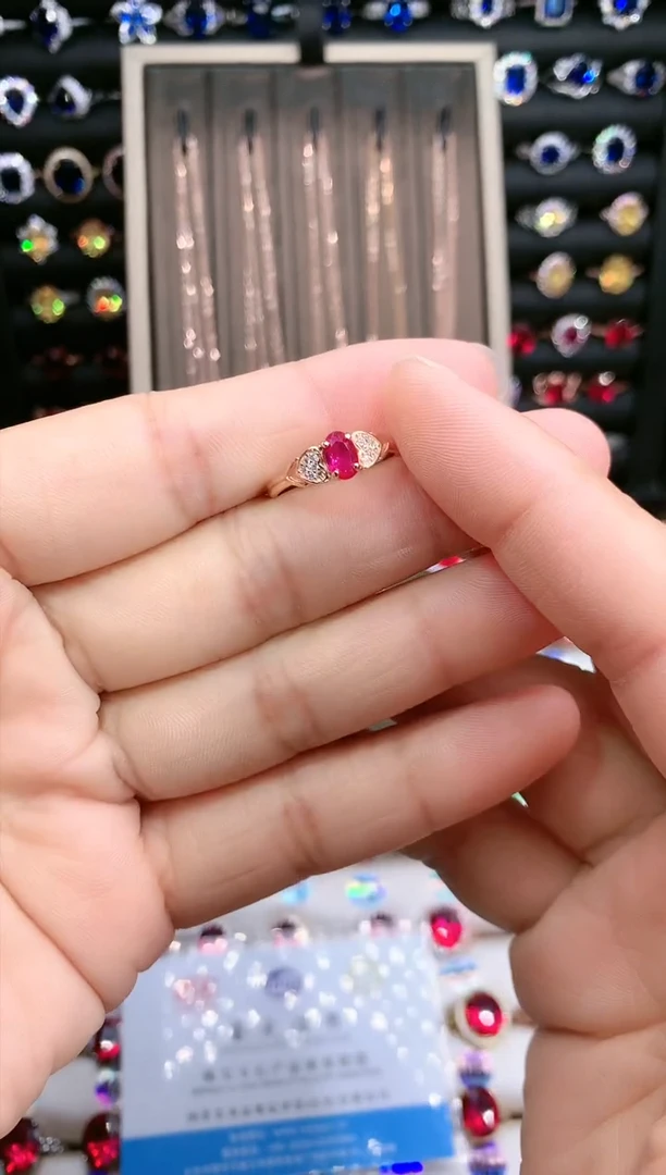 【闪购商品】红宝石戒指银S925镶嵌玫瑰金
