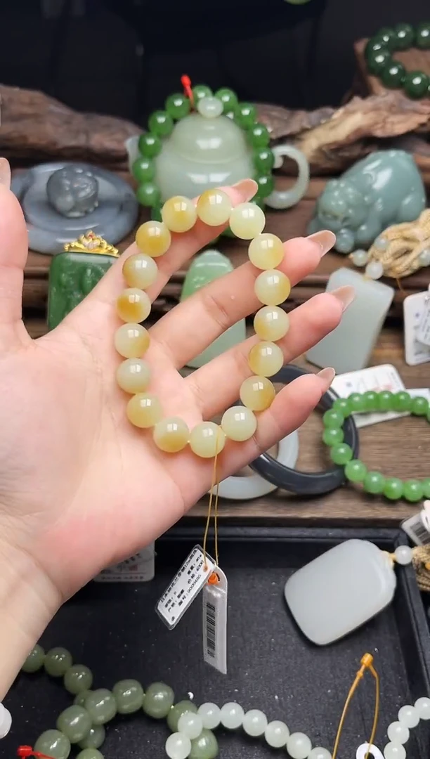 未镶嵌手串和田玉卡12且末迪克兰带糖 圆珠9009485