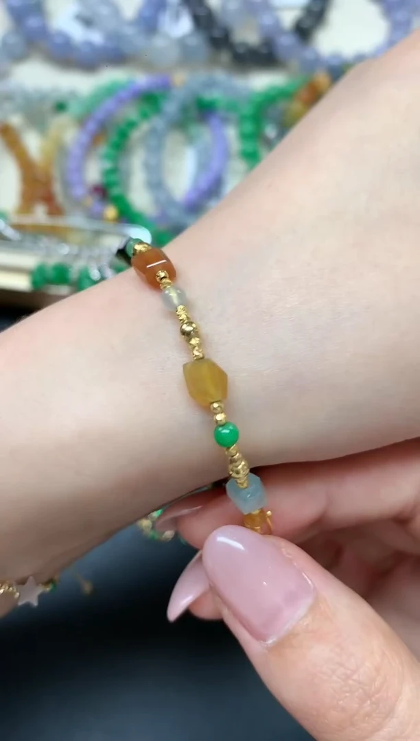 18K金镶嵌手串翡翠 A230|3980多样性发货一件