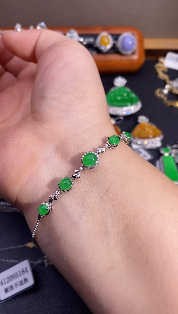 【闪购商品】翡翠手链18K金镶嵌手链