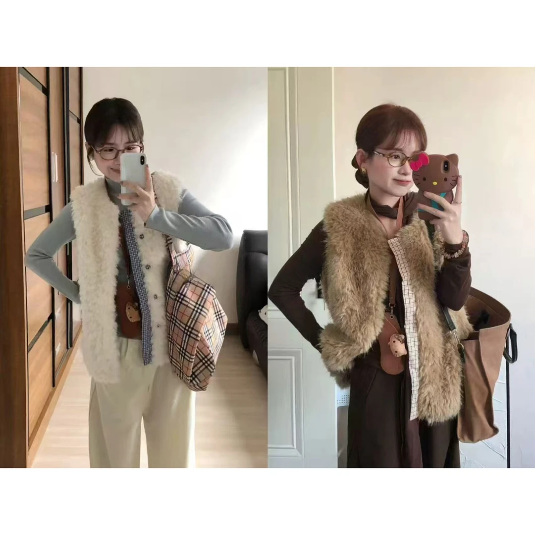 百搭文艺风白色打底可爱风轻奢女装马夹宽松型女阔腿裤