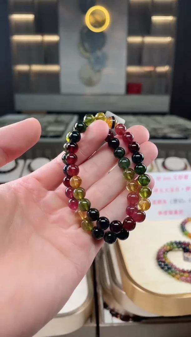 未镶嵌收藏级老矿碧玺色标单圈手串7mm+碧玺(多样性发一条)xion