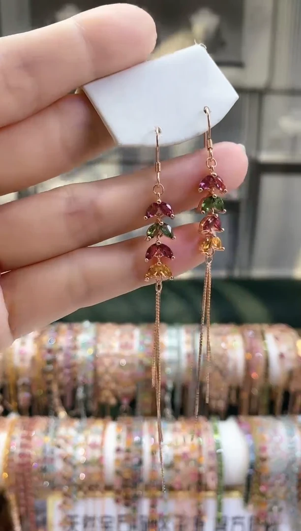 银S925镶嵌耳钩碧玺666666666666