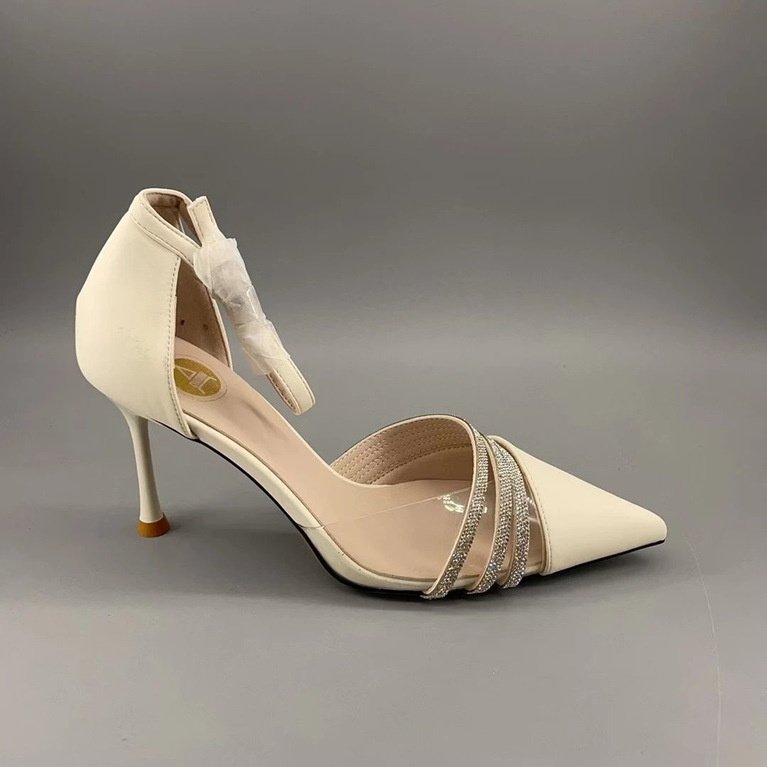 044尖头高跟鞋细跟夏季包头性感气质水钻女士时尚细跟高跟鞋