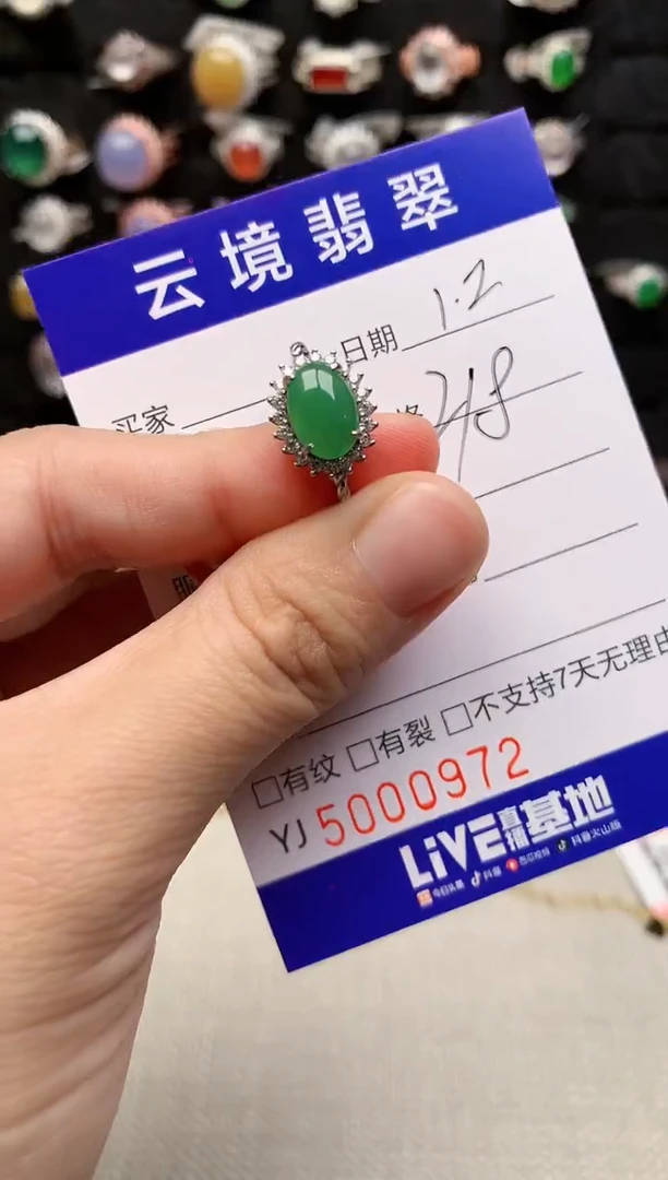 银S925镶嵌戒指翡翠0972