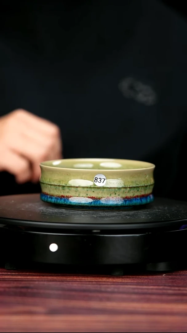 杯子瓷837#李盼龙一级品原矿钧瓷竹节普洱盏