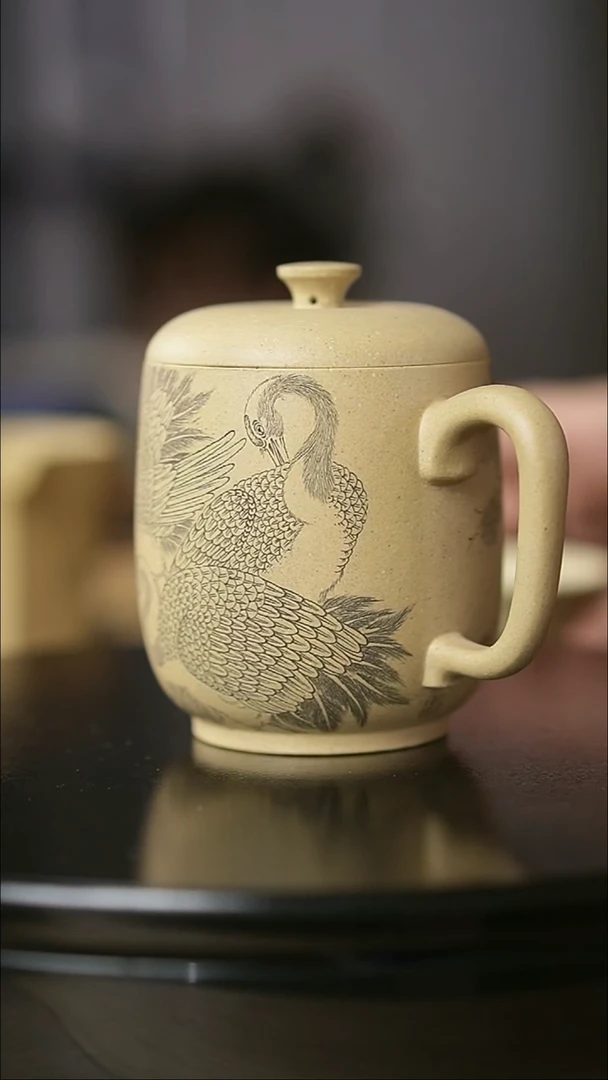 茶杯紫砂瑶刻绘盖杯