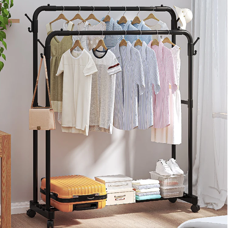 落地衣架服装店宿舍卧室挂衣服架子室内晾衣架可移动多功能衣帽架