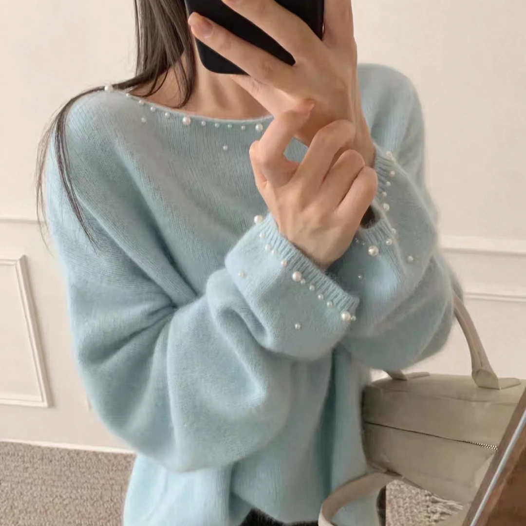 女毛针织衫韩版慵懒水貂绒针织衫打底