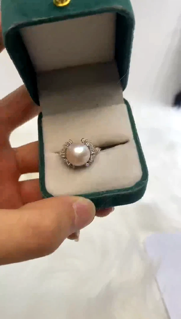 戒指银S925镶嵌淡水珍珠10-11