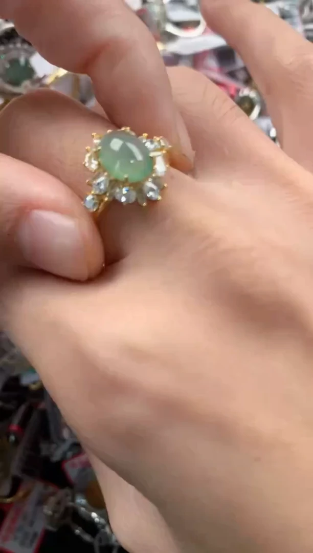 银S925镶嵌戒指翡翠7777------7