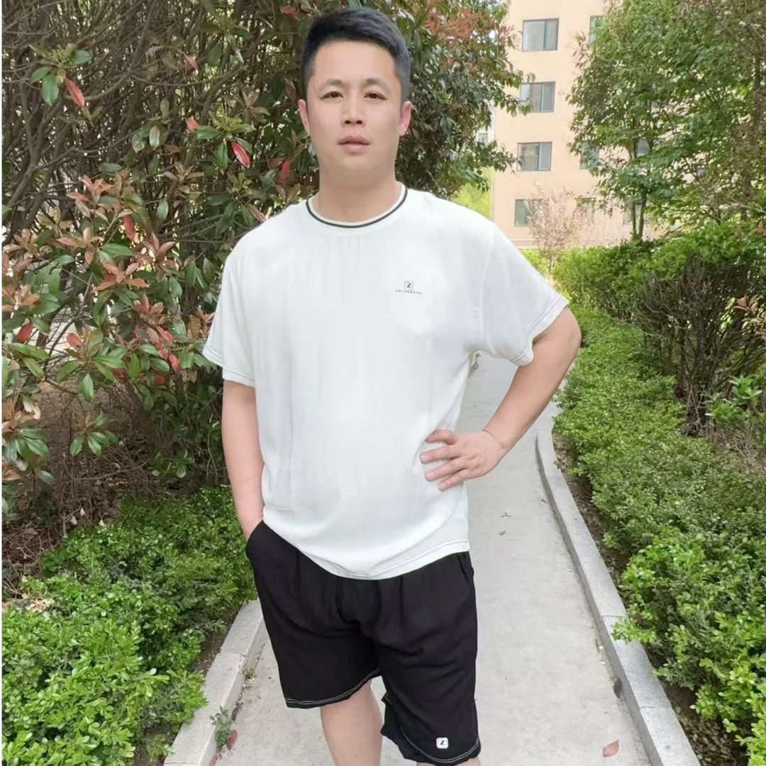 斜纹男士套装休闲夏季圆领速干百搭透气时尚宽松户外舒适纯色