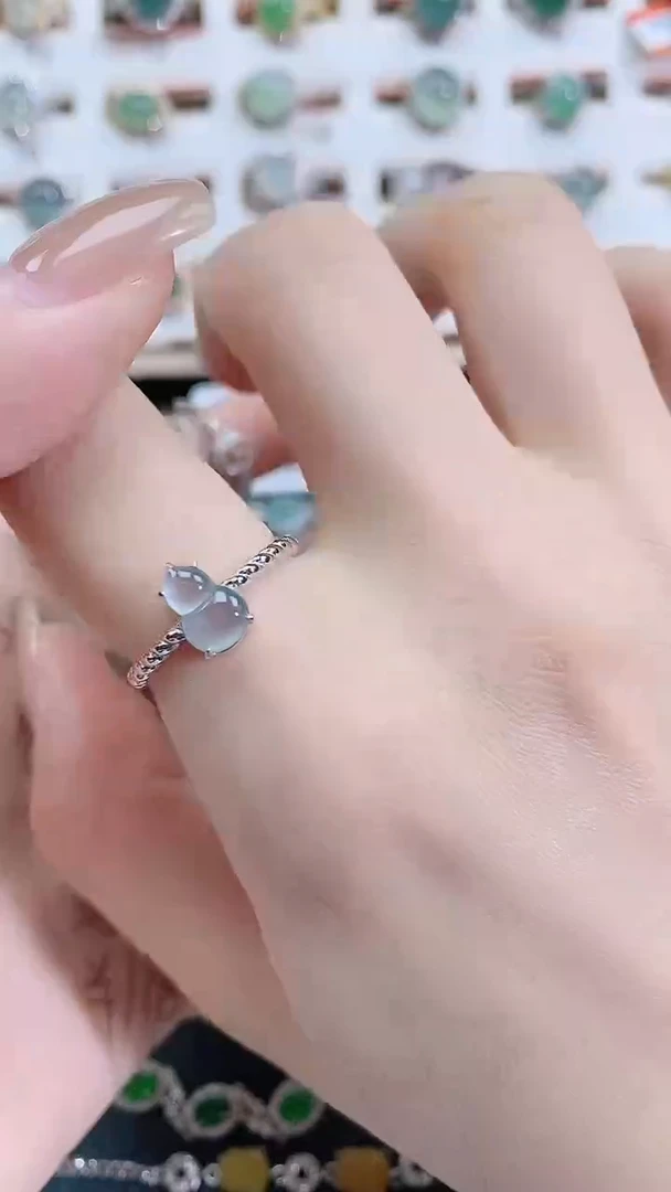 银S925镶嵌戒指翡翠天然翡翠