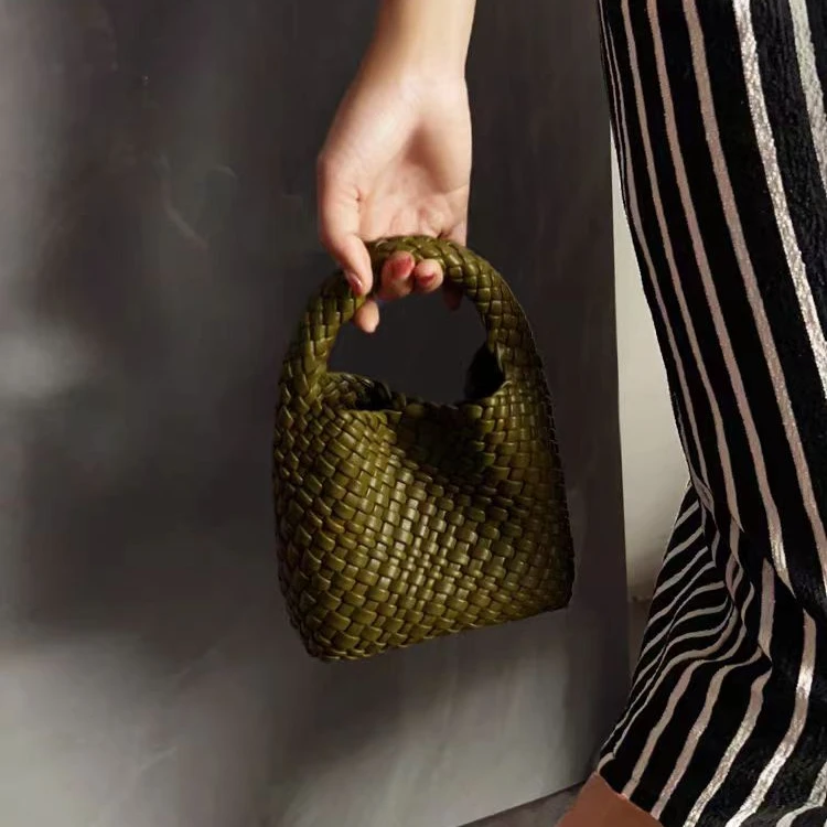 B-988橄榄绿复古菜篮子手提包小众高级高子母包单肩斜跨包包女