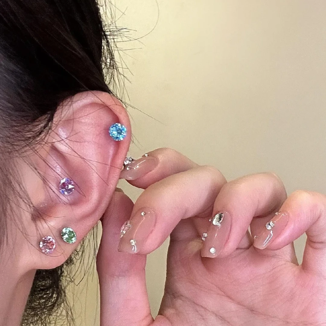 钛钢耳饰 【亏米浮力】6.2mm爆闪华子耳骨钉 耳蜗钉钛钢仿过敏圆饼