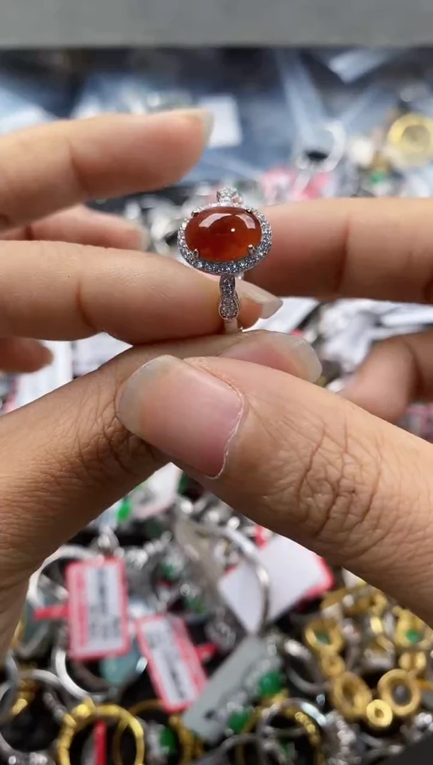 银S925镶嵌戒指翡翠7777              6