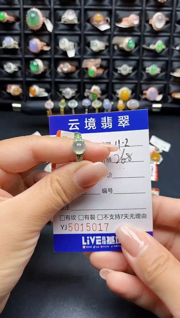 银S925镶嵌戒指翡翠5017
