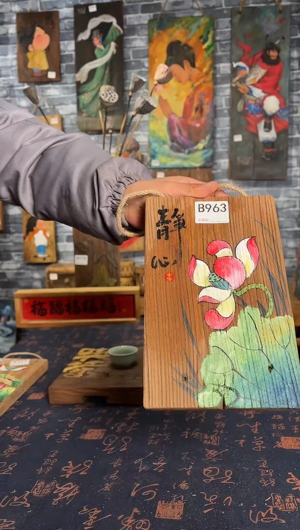 风化老门板丙烯画