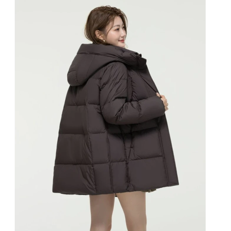 冬季女装保暖加厚女士连帽羽绒服中长款秋冬时尚休闲百搭