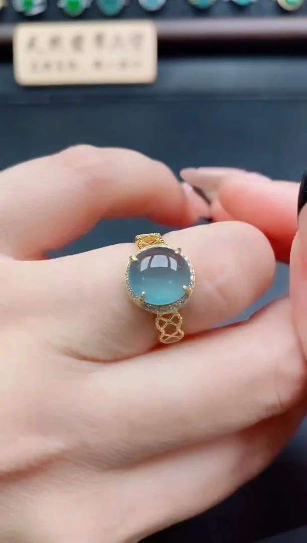 银S925镶嵌戒指翡翠1